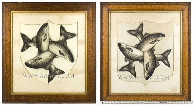 Graphite Drawings, Pair, Striped Bass, Perhaps for a Lodge
By John Barrington
1885, entire view